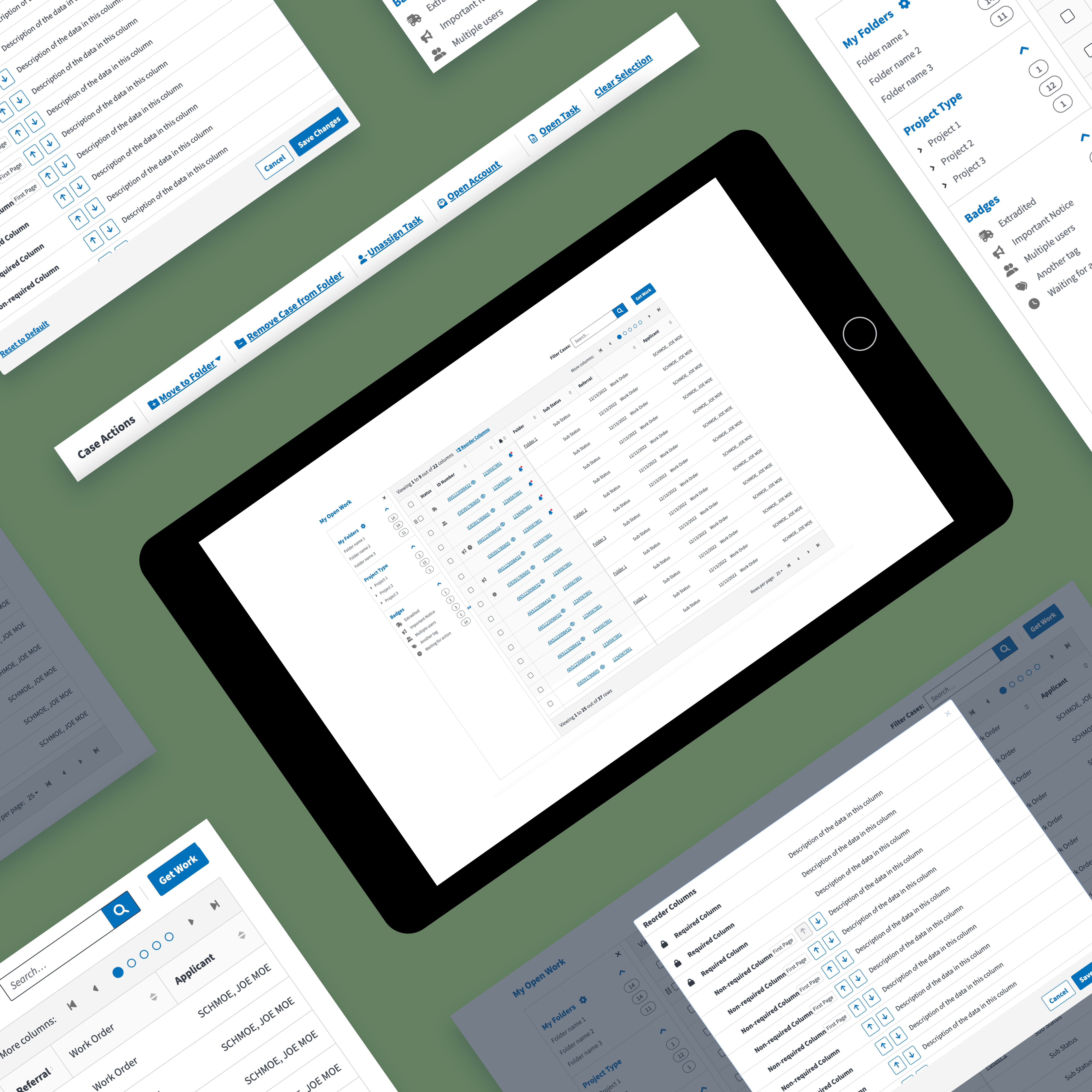 High fidelity interface of a large table